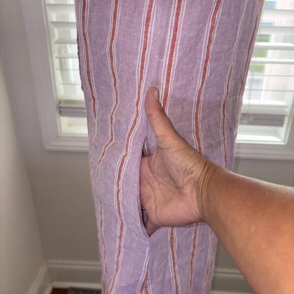 Marine Layer Lake Tank Dress In Lavender Red Stripe Linen Blend Coverup size S - Picture 3 of 10
